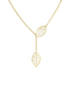 Pirinç Üzeri Altın Kaplama Yaprak Figürlü Y Model Kadın Kolye