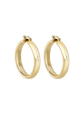 Pirinç Üzeri Altın Kaplama Kalın Halka Kadın Küpe