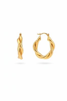 Çelik Üzeri Altın Kaplama Burgu Halka Kadın Küpe