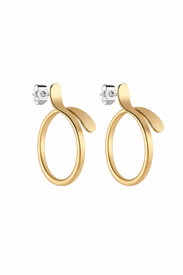 Çelik Üzeri Altın Kaplama Modern Halka Kadın Küpe