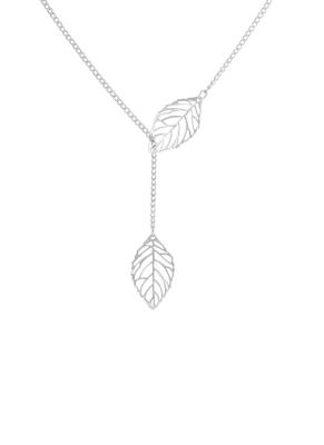Pirinç Üzeri Gümüş Kaplama Yaprak Figürlü Y Model Kadın Kolye