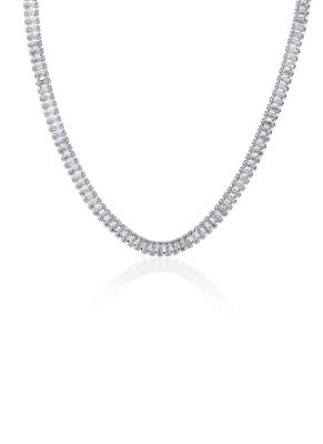 Çelik Üzeri Gümüş Kaplama Su Yolu Zirkon Taşlı Kadın Kolye