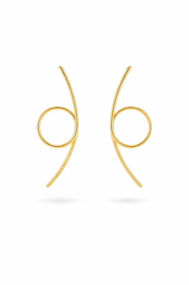 Pirinç Üzeri Altın Kaplama Modern Halka Kadın Küpe