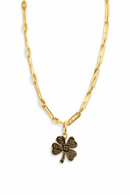 Çelik Üzeri Altın Kaplama Yonca Figürlü Kadın Kolye